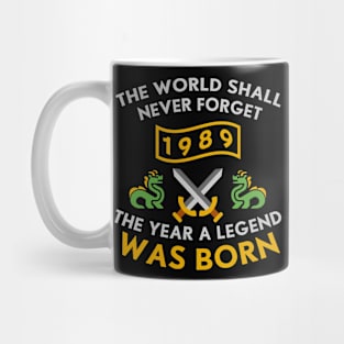 1989 The Year A Legend Was Born Dragons and Swords Design (Light) Mug